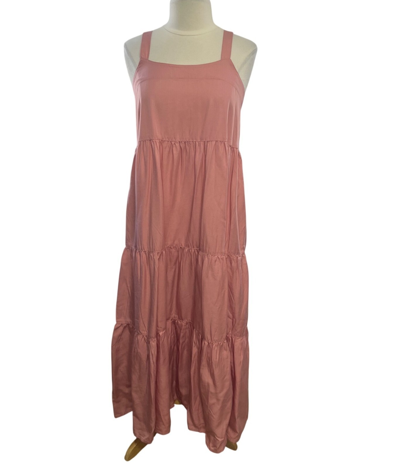 The Drop Britt Tiered Maxi Dress Medium Rosette Pink New Boho Midi Cottage Core