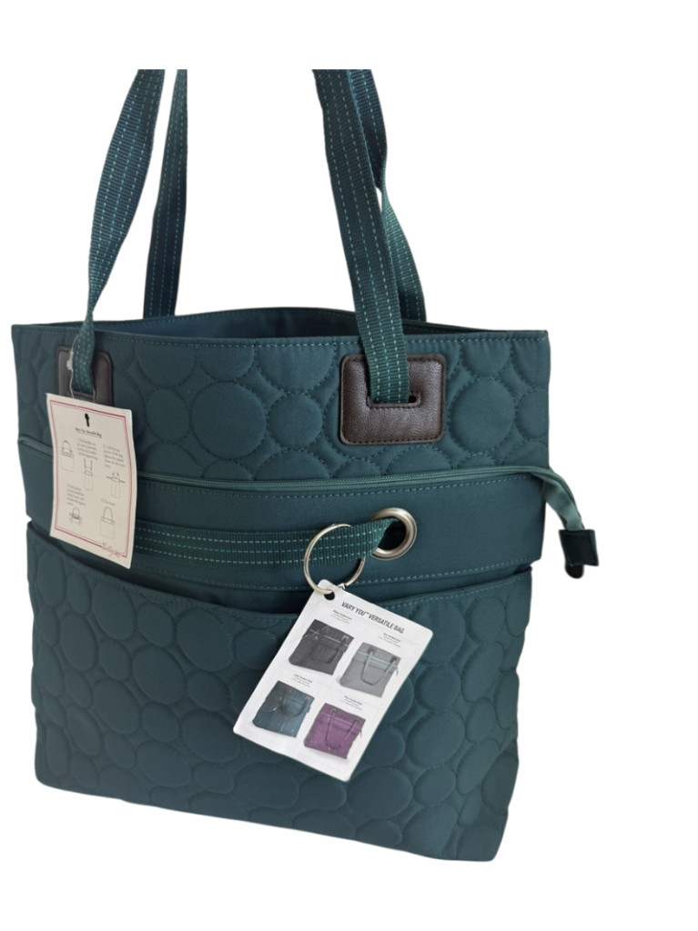 Thirty-One NEW Jade Quilted Dots $75 Vary You Versatile Tote Bag Handbag Purse