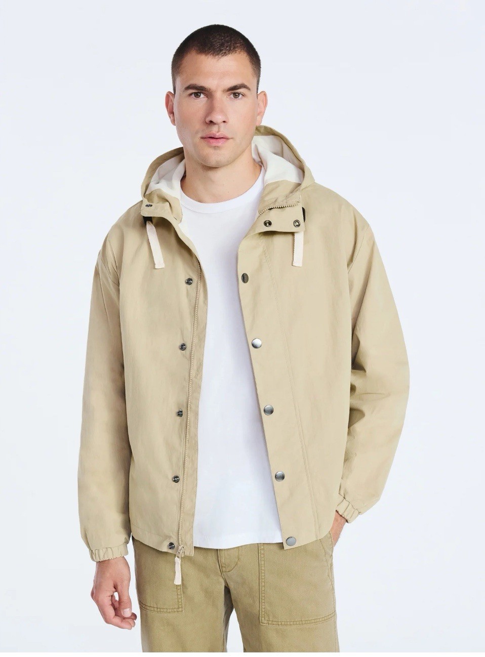 Free Assembly Men’s Utility Jacket with Hood, Size Large