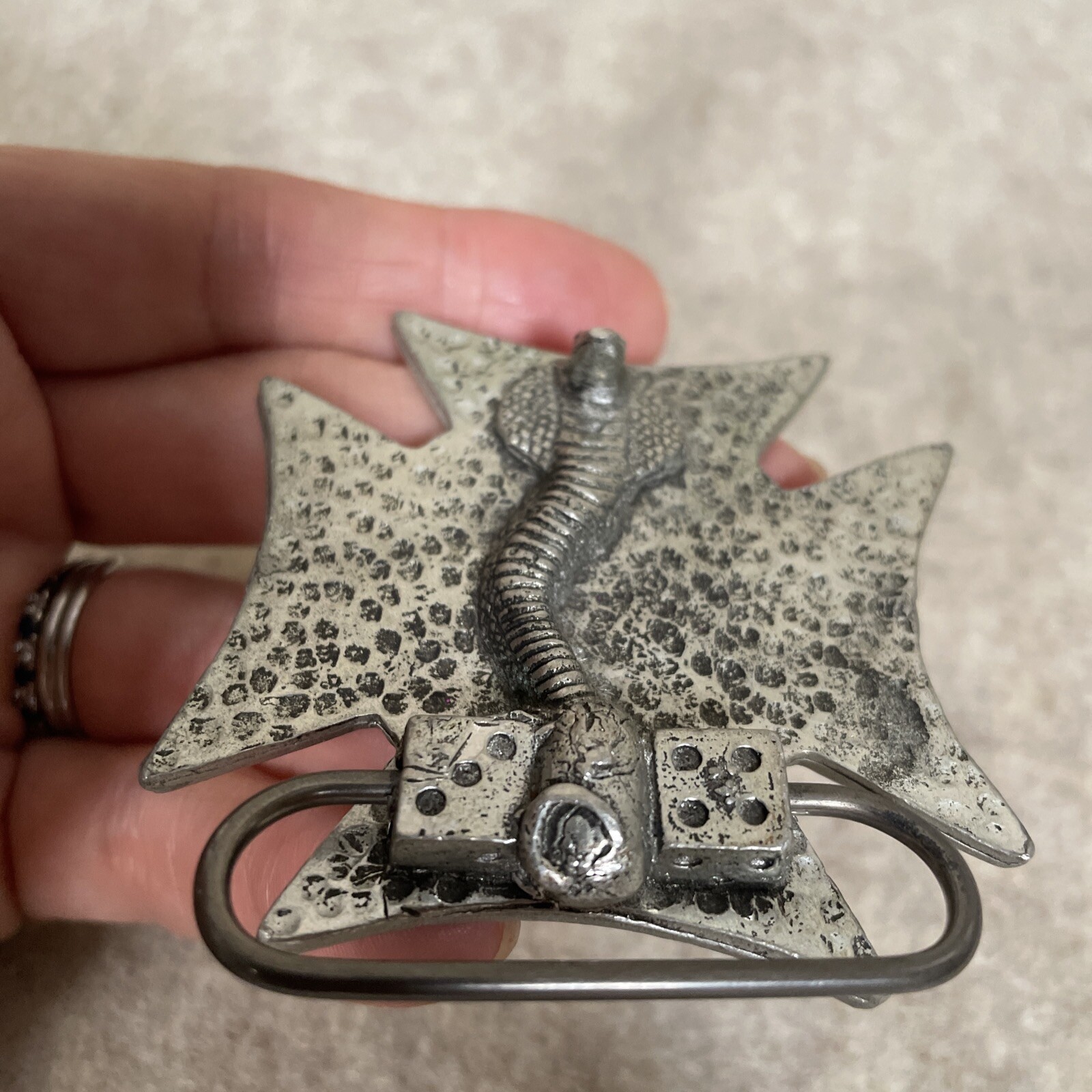 Iron Cross Dress Belt Buckle Motorcycle Biker Goth Punk Cowboy Vintage 90s