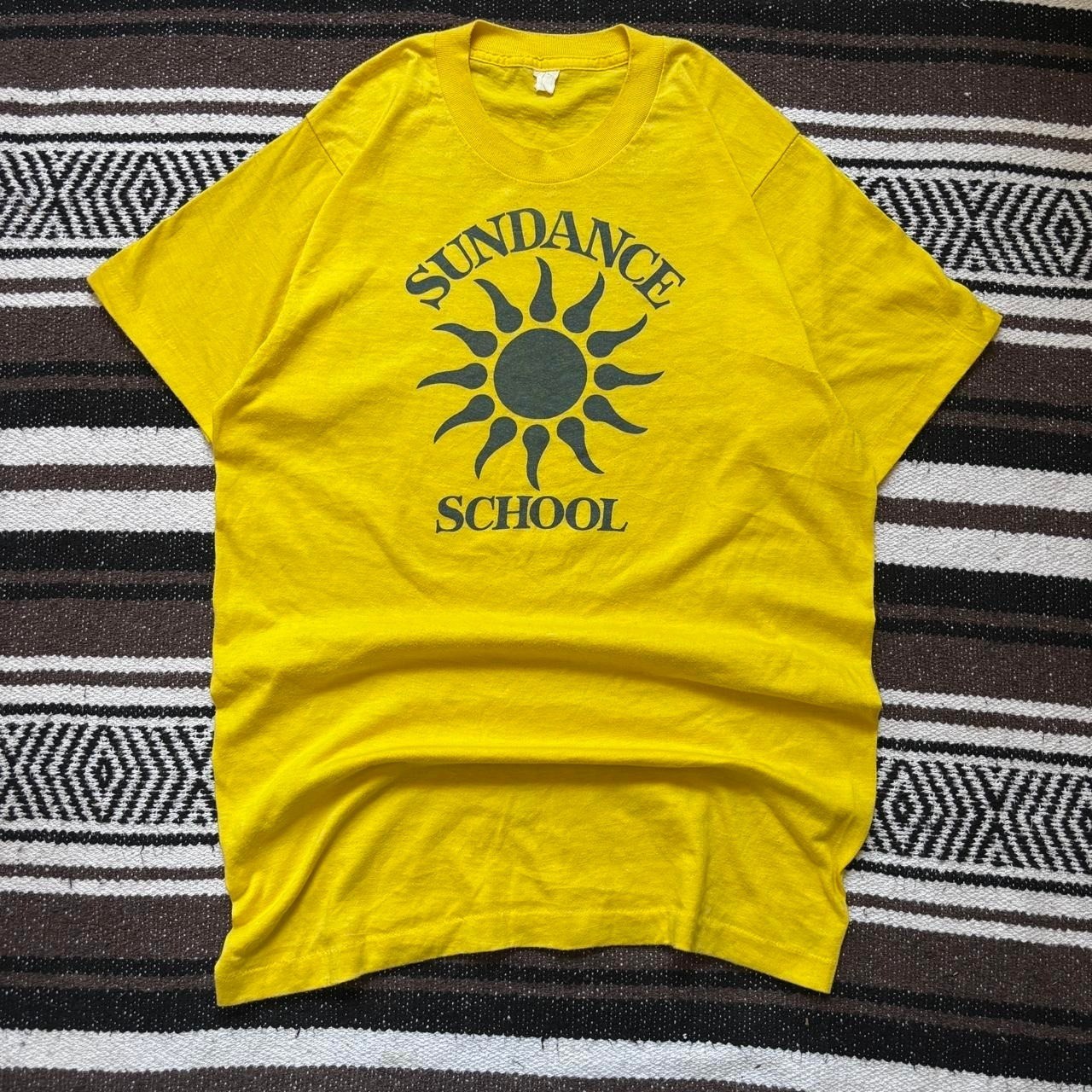 Vintage 70s Yellow Sundance School t shirt size LARGE