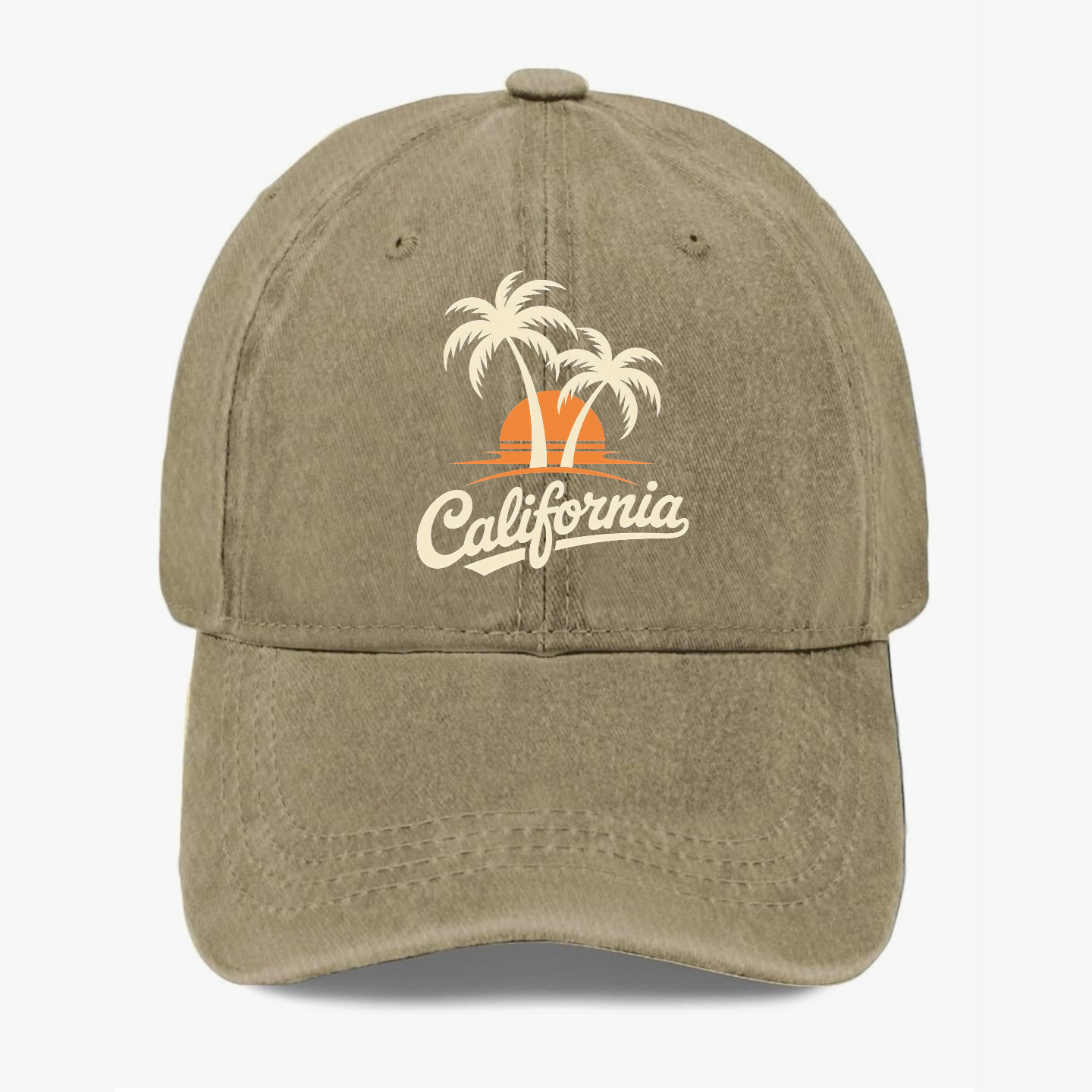 California Hat Palm Tree Sunset Vintage Baseball Cap Summer Beach Hat Adjustable
