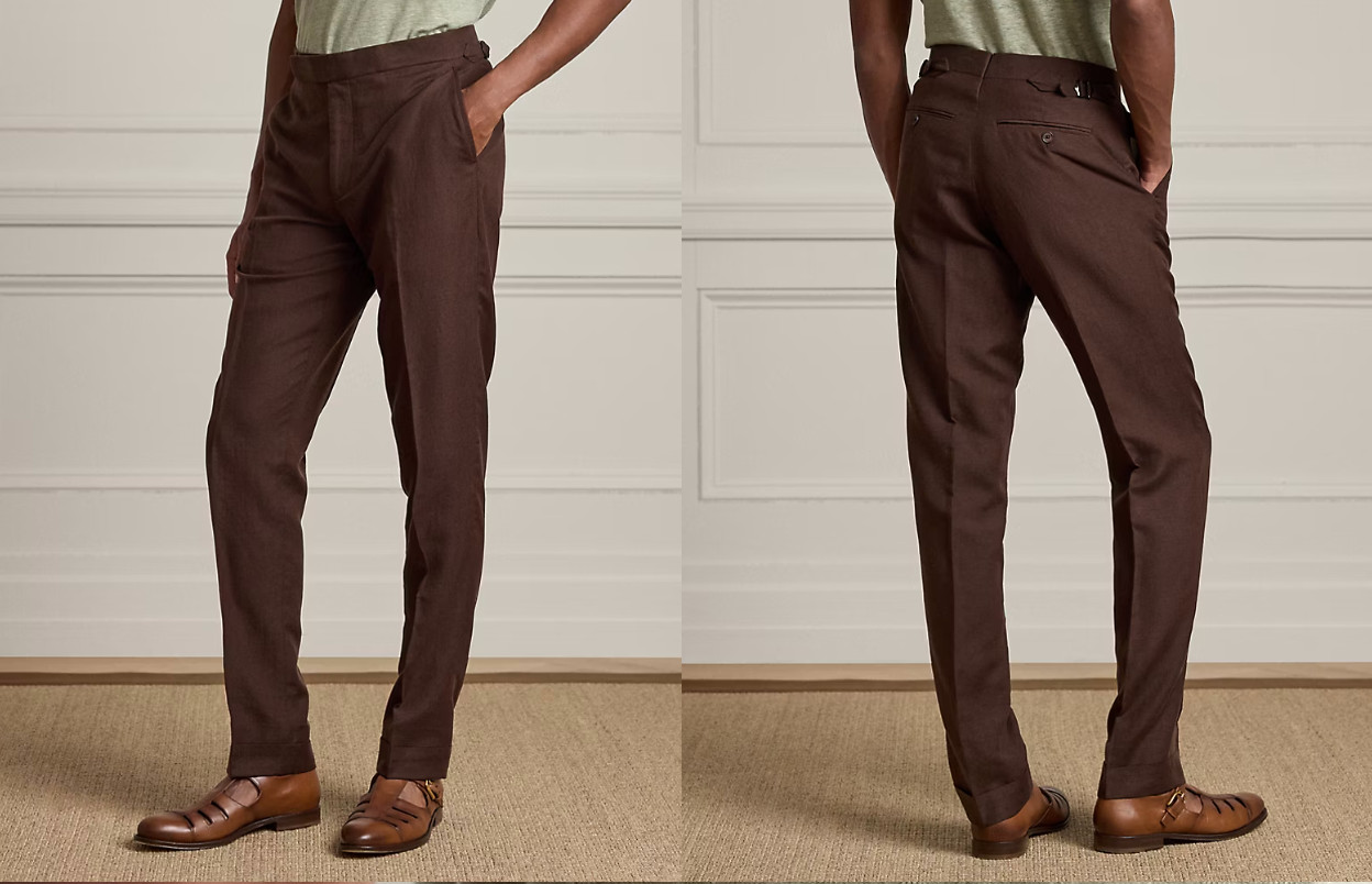 Ralph Lauren Purple Label Gregory Hand-Tailored Silk-Linen Trousers Men 32 NWOT