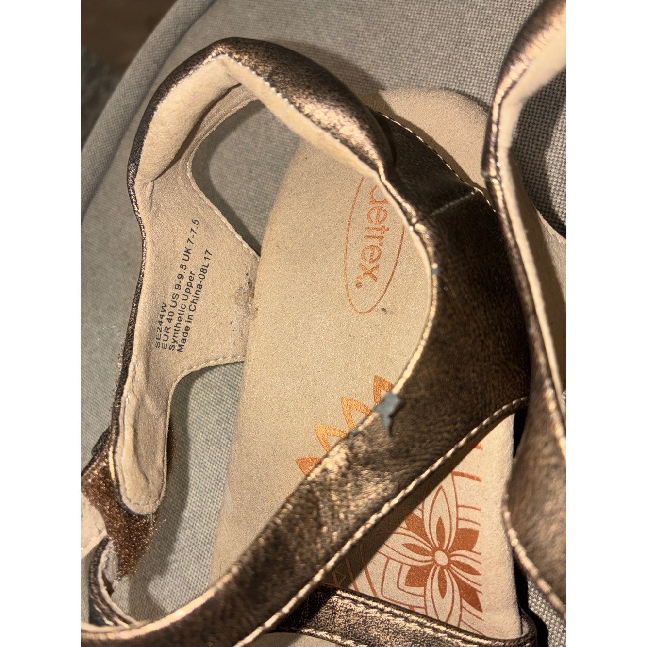 Aetrex Metallic Bronze Girls’ Multi-Strap Sandals with Gold Buttons
