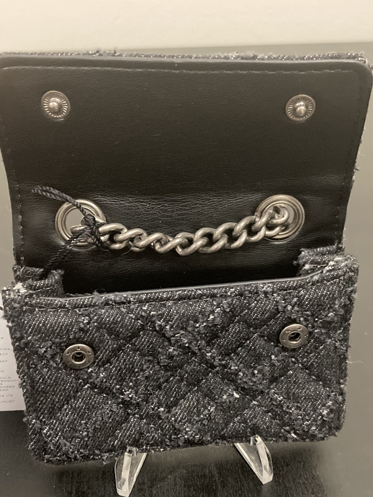Kurt Geiger London Mini Brixton Denim Black Lock Bag Crossbody with Tag