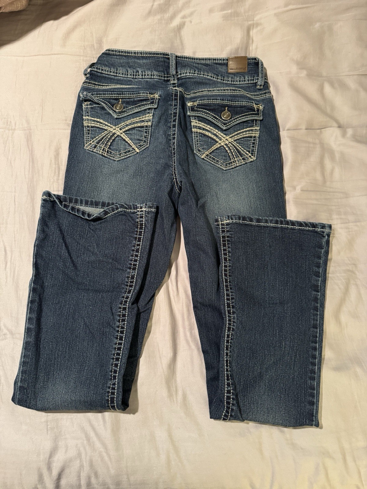 WallFlower Girls Bootcut Jeans Size 5 Blue Denim Medium Wash Stretch Pockets