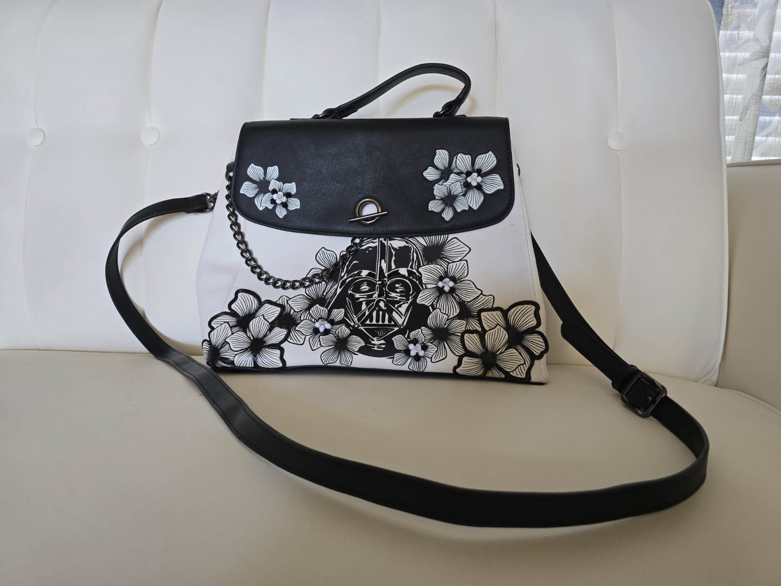 Our Universe Star Wars Darth Vader Floral Sketch Handbag Purse Black White