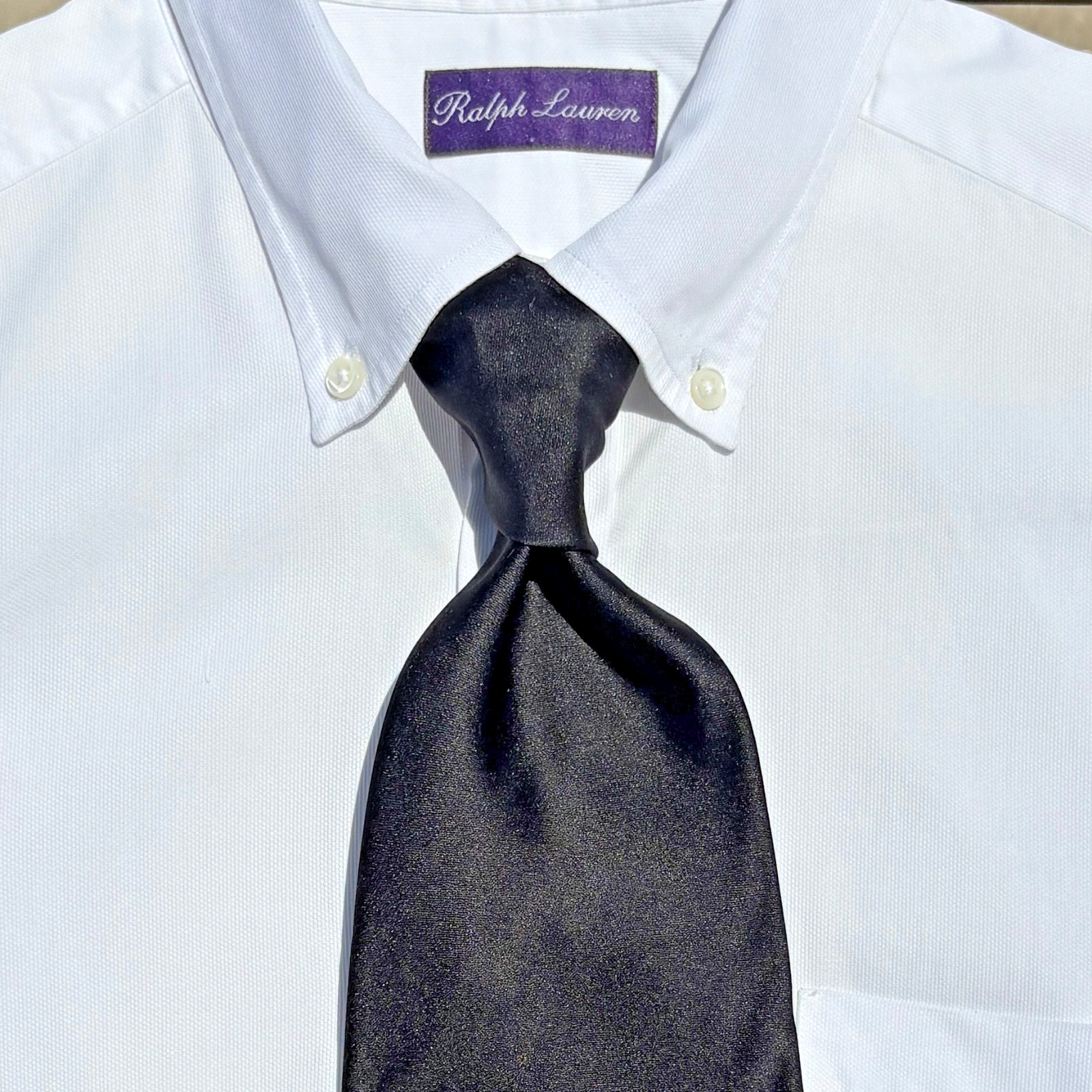 Ralph Lauren Purple Label Gentleman’s Solid Black Silk Necktie – Italy – $235.00