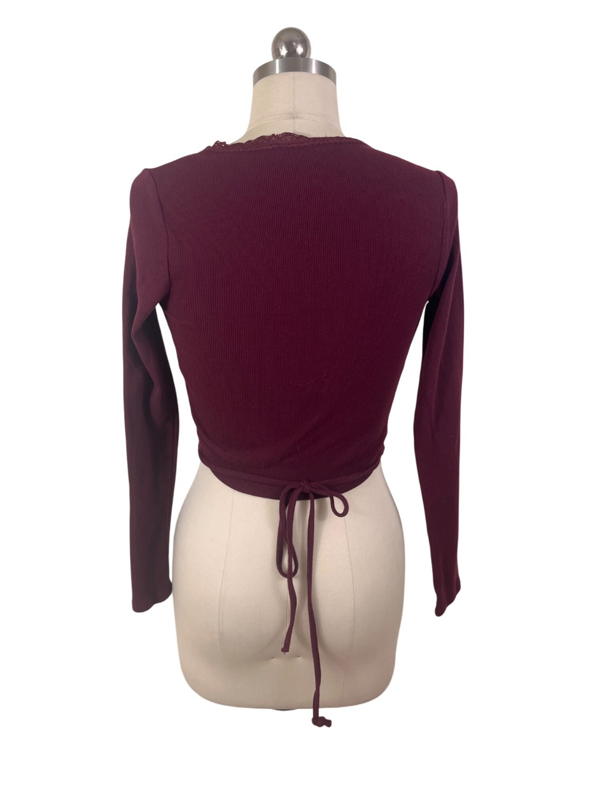 Forever 21 Dark Coquette Wrap Top Womens Small Burgundy Ballerina 90s Grunge