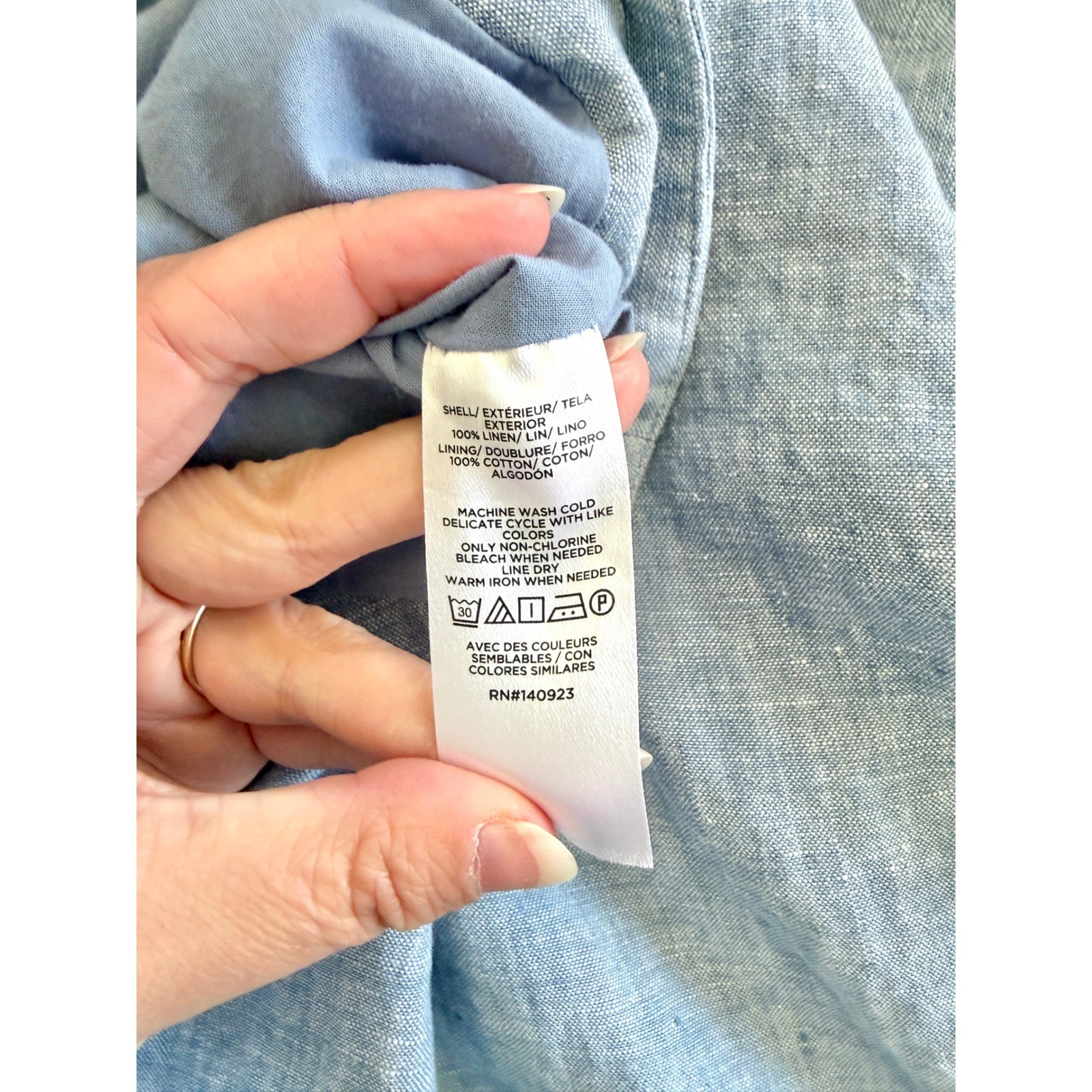 LOFT Linen/Cotton Midi Skirt High Waisted Front Slit Lined Light Blue Size 14/XL