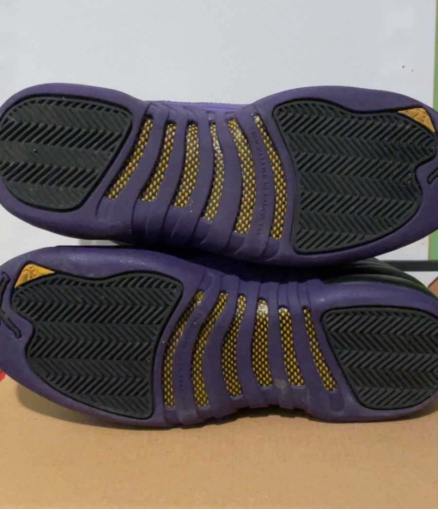 Jordan 12 Boys High Top Sneakers Black Purple Gold 5Y And Air Force 1 5Y