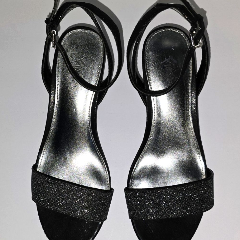 FIONI Silver and Black Heels for Stylish Occasions