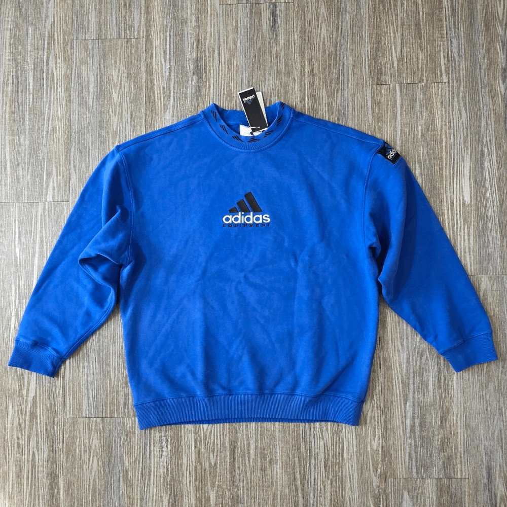 Adidas EQT Equipment Crew Sweatshirt Washed Fleece Men’s Large Royal Blue JC8223