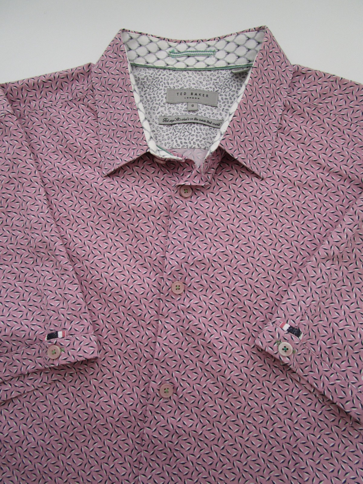 Mens 6 XXL Ted Baker Shirt SS Button Pink made in Portugal