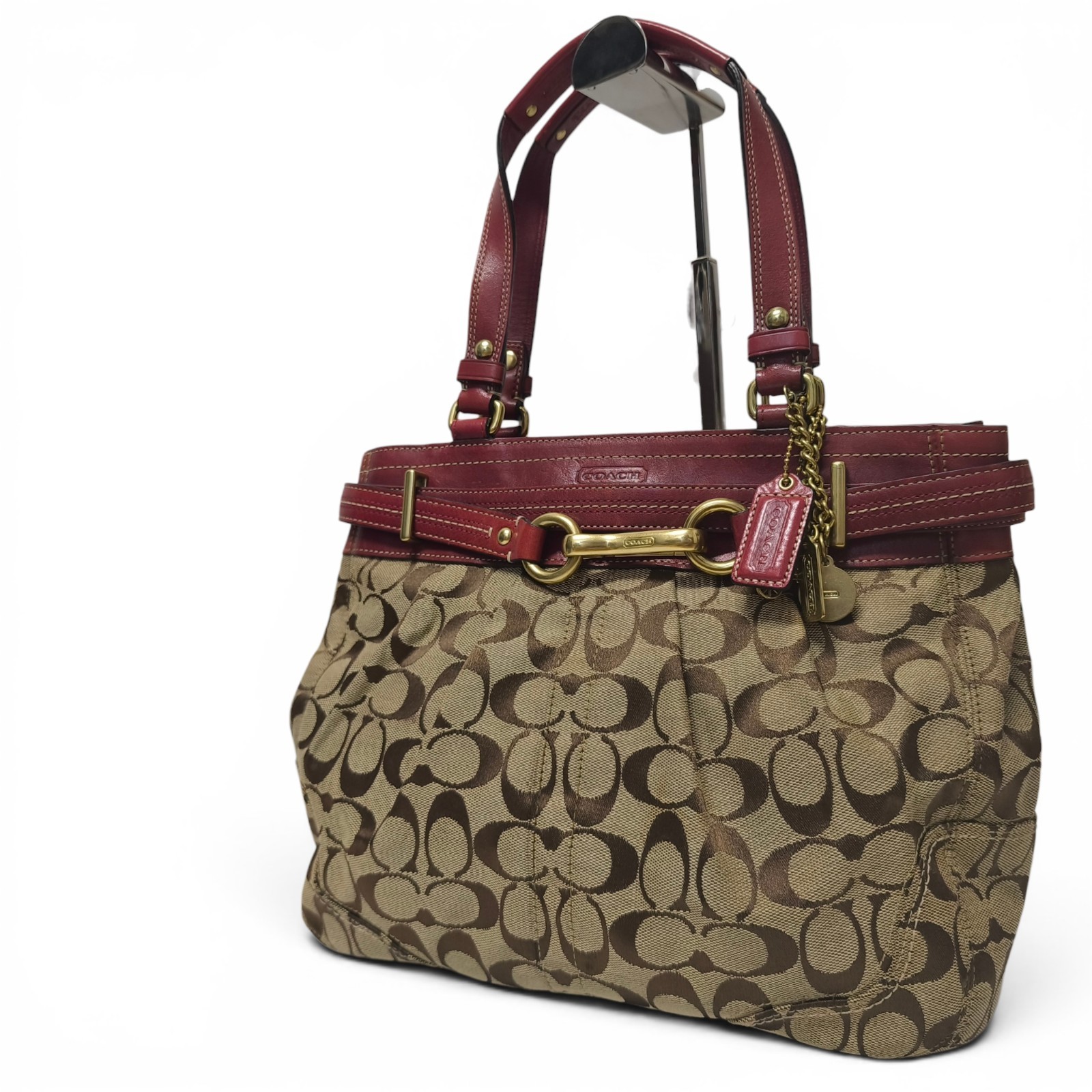 Coach Y2K Shoulder bag Signature Leather Red Authentic From Japan