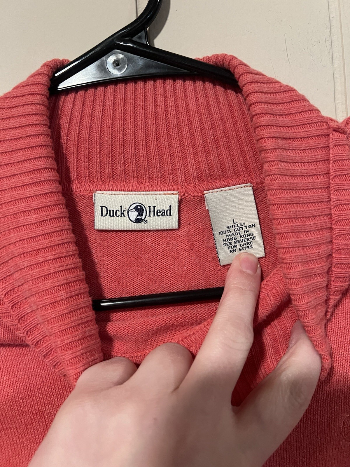 Duck Head Pink Sweater VTG size Large 100% Cotton Womens