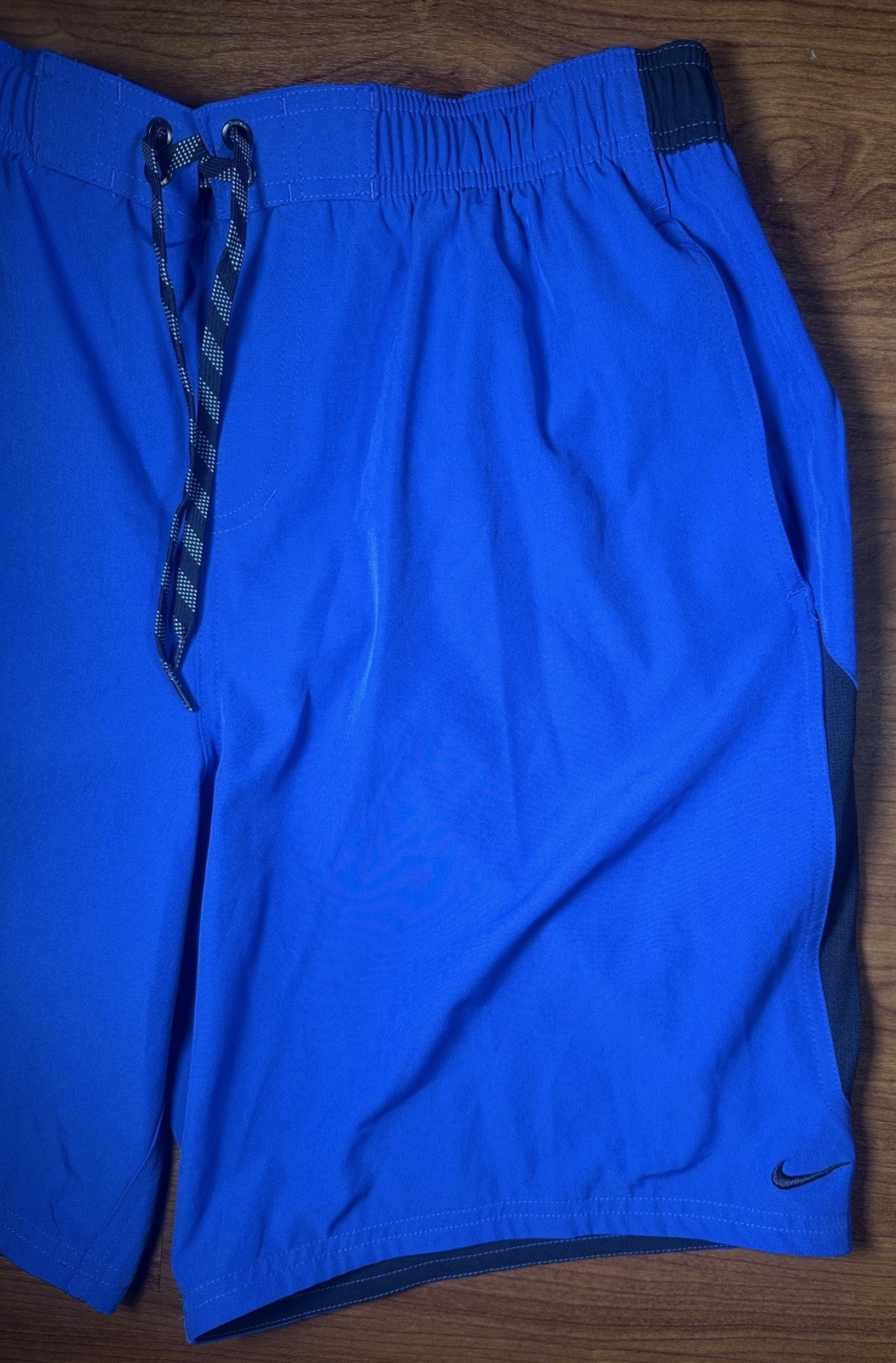 Nike Swim Men’s Core Solid Volley Shorts Blue Black Size XL Drawstring Trunks