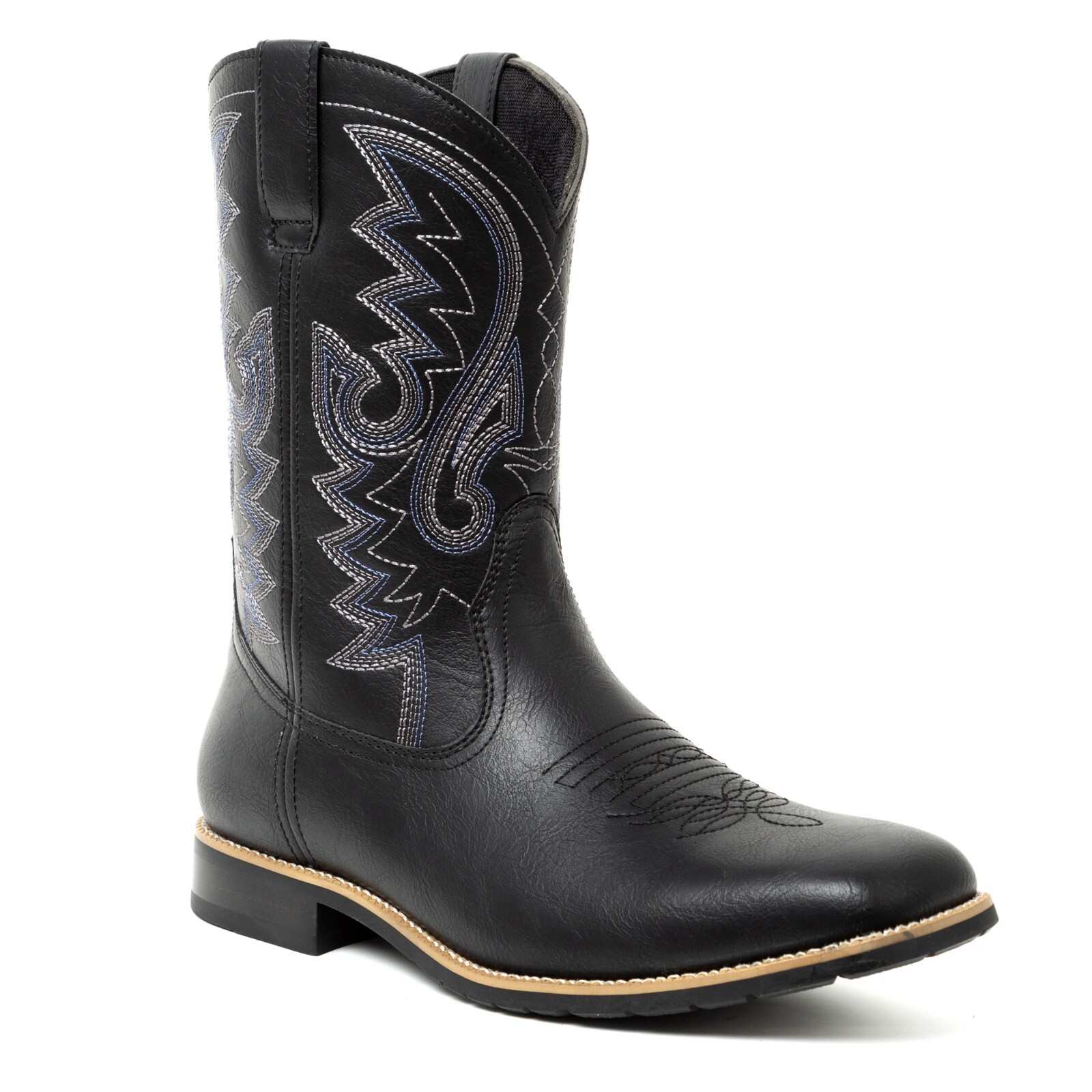 Black Men’s Cowboy Western Embroidered Square Toe Boots