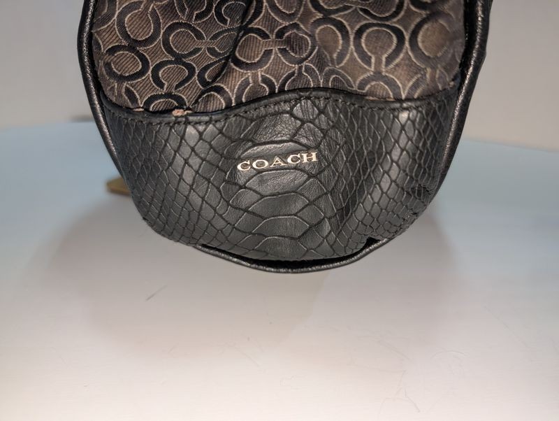 Coach Madison Phoebe Op Art fabric Shoulder Shoulder Bag Black/ Grey lot15