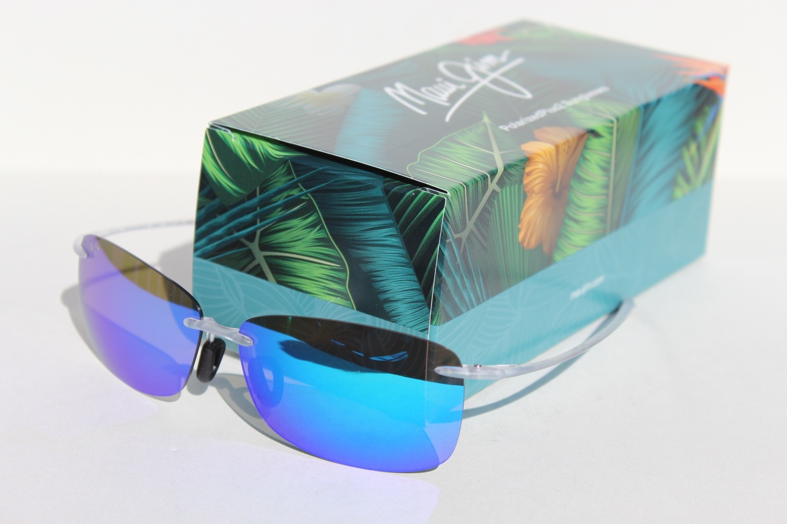 MAUI JIM ‘AKAU POLARIZED Sunglasses B442-05CM Crystal Matte/Blue Hawaii NEW