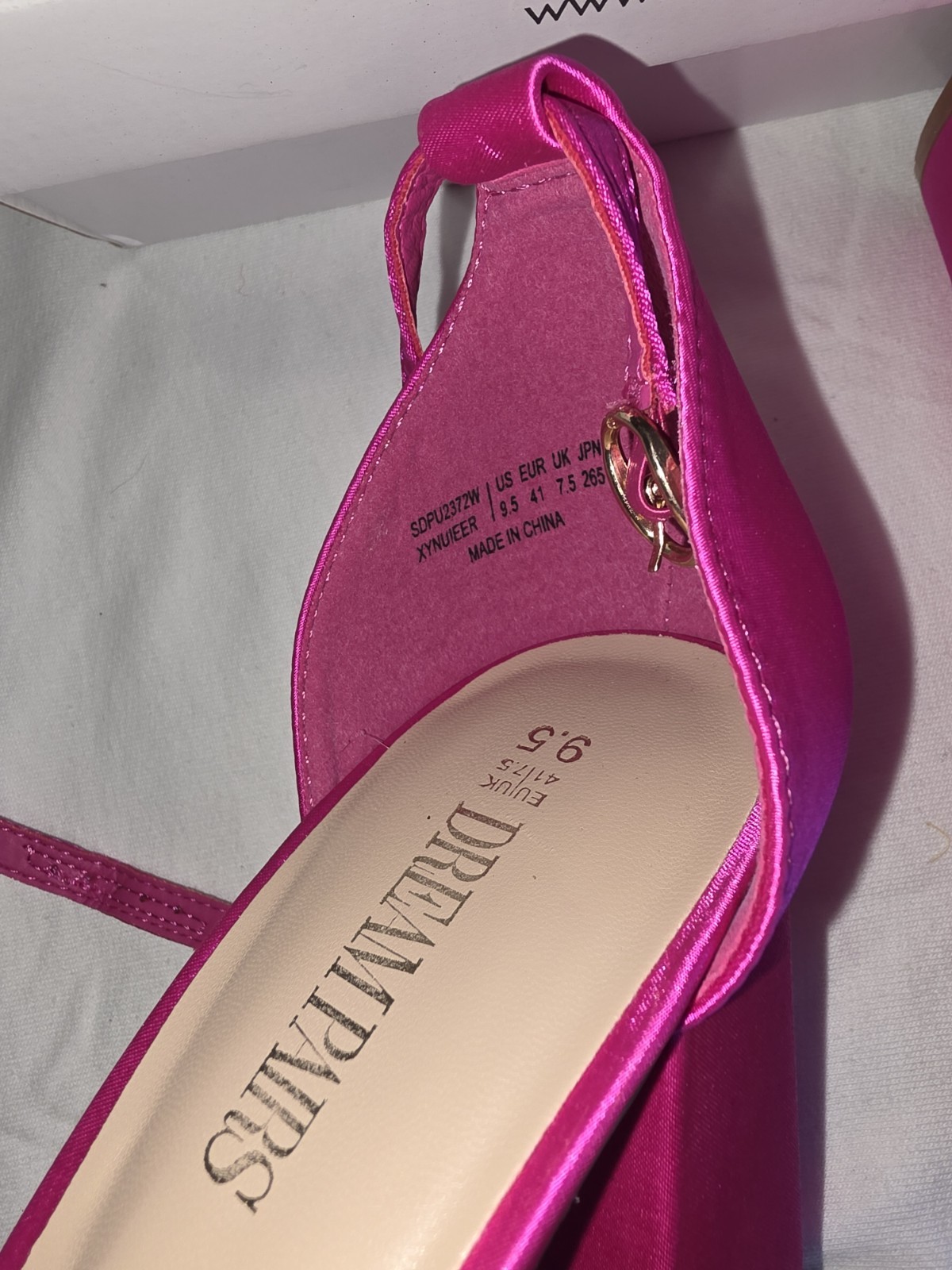 Dream Pairs Pink Satin Platform Round Toe Ankle Strap Buckle Heels 9.5