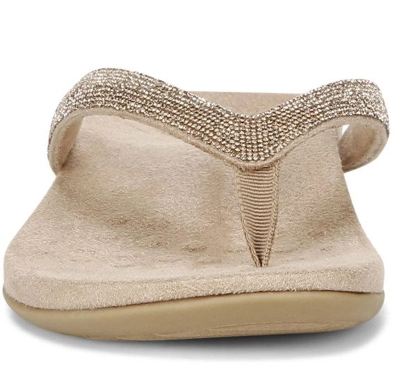 VIONIC Women’s Dillon Shine Toe Post Sandal, Champagne (NEW WT)