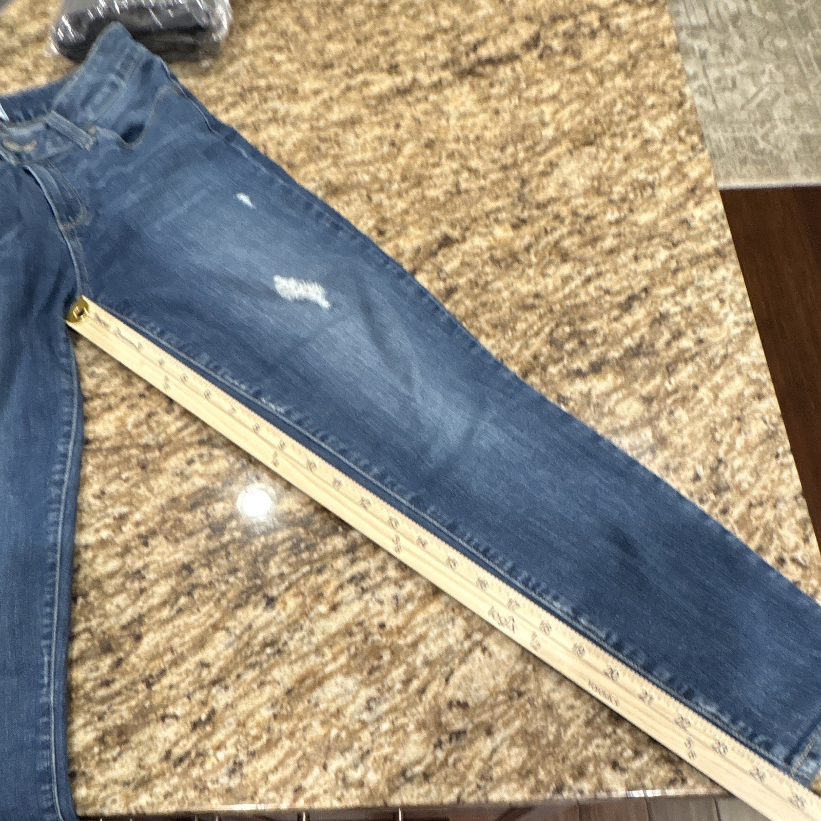 PAIGE Slim Cropped Jeans Medium Wash Distressed Stretch Mid Rise Blue 28 #J9