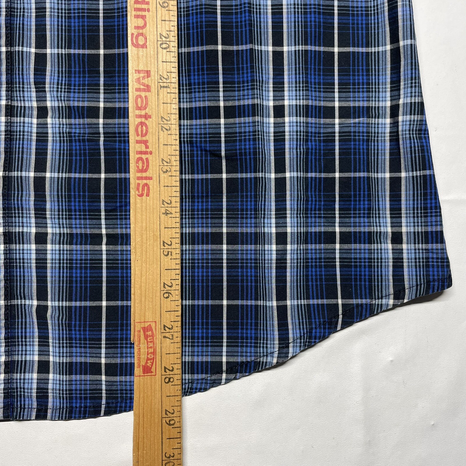 Vintage 90s Wrangler Plaid Button Up Shirt Mens Large Blue White Western Hipster