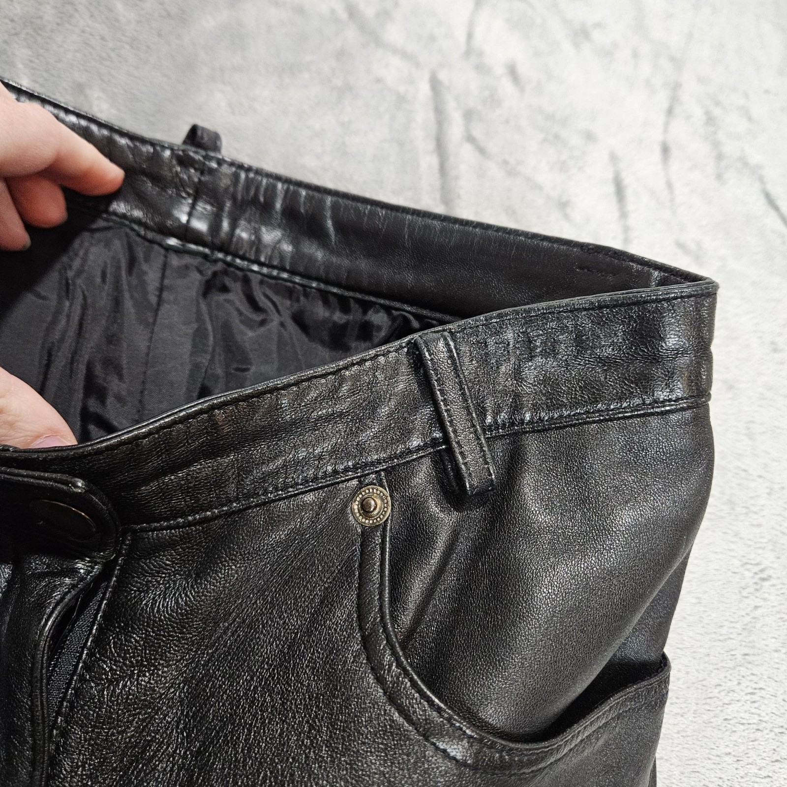 Whet Blu Leather Pants Womens 2 Black Straight Leg Biker Motorcycle Western READ