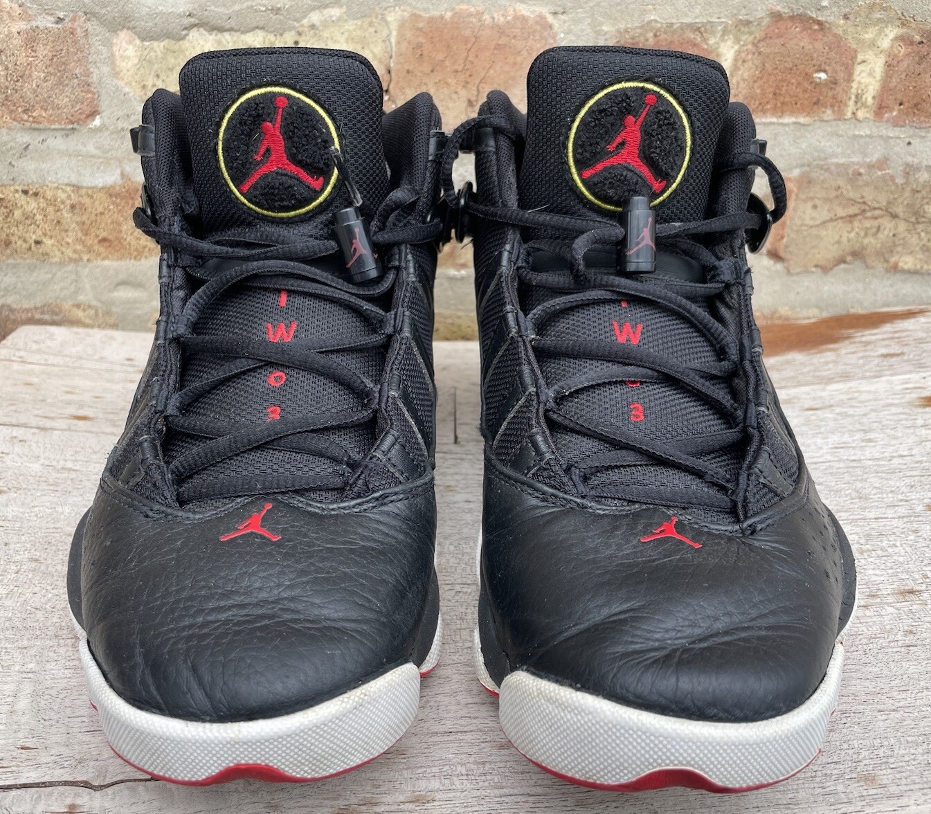 🔥 Nike Air Jordan 6 Rings • 322992-063 Black & Red Basketball Shoes Men Sz 8.5
