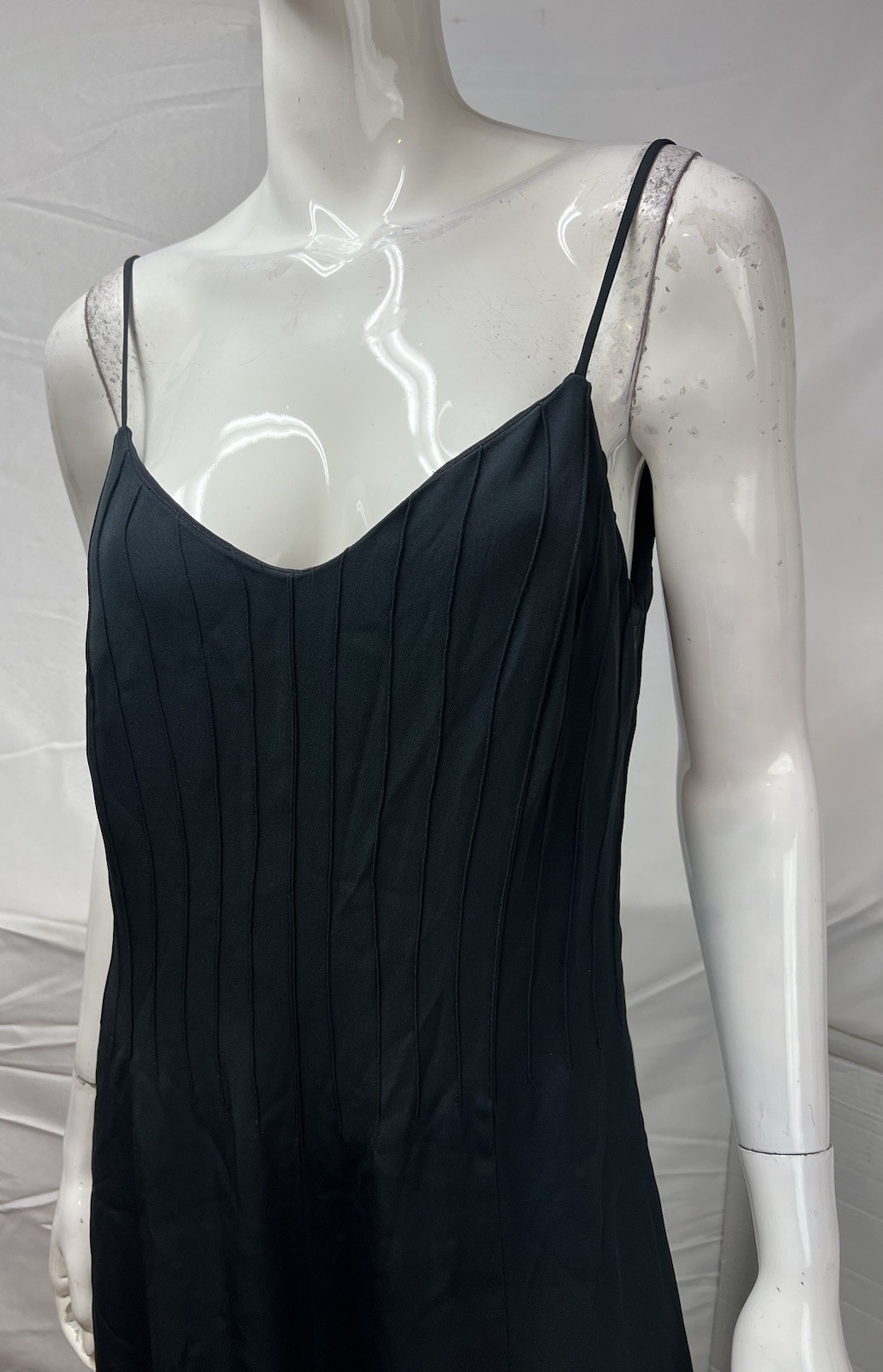 Armani Collezioni Women’s US 10 (IT 46) Long Black Silk Blend Crepe Slip Dress