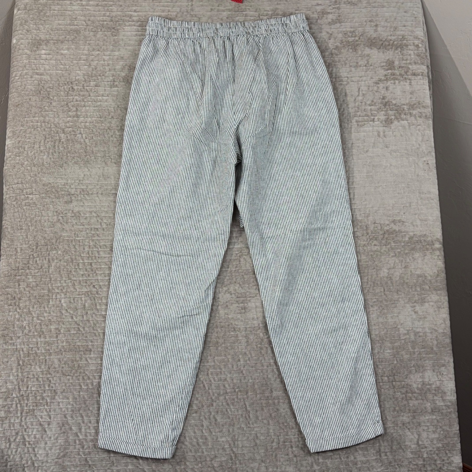 J.Crew Seaside Pant 8T Tall Linen Blend Ticking Stripe Navy White BO909 SP24