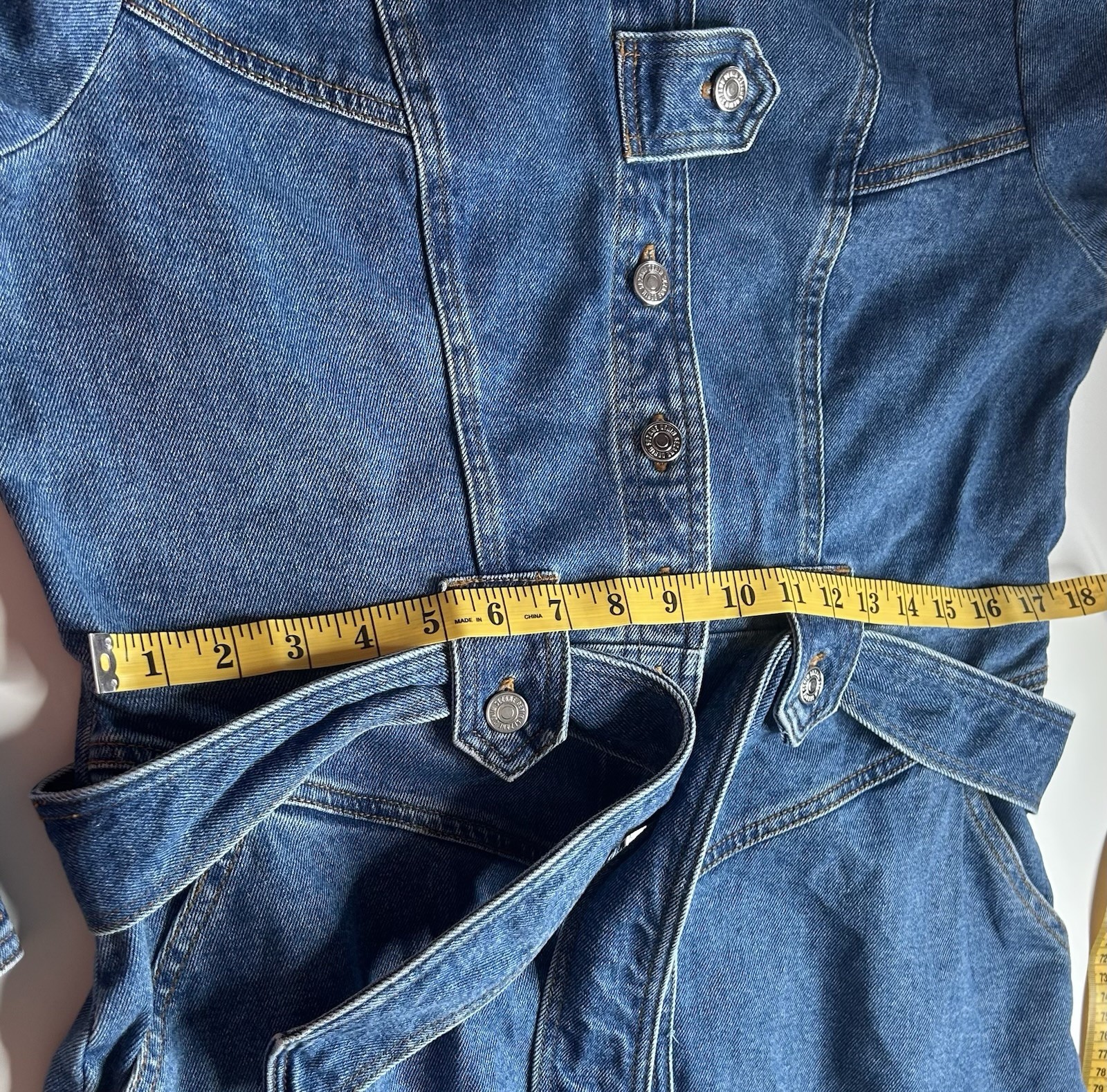 Sezane Cherine Denim dress Sz 12 EUC French Girl Utilitarian