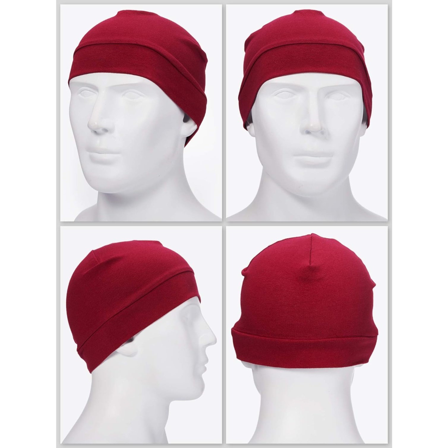 4 Pcs Men Skull Caps Soft Cotton Beanie Hats Stretchy Helmet Liner Headwear