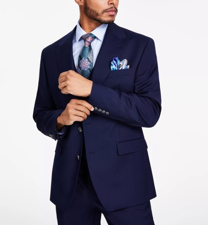 Tayion Collection Men’s Classic-Fit Solid Suit Jacket Dark Blue Size 44R