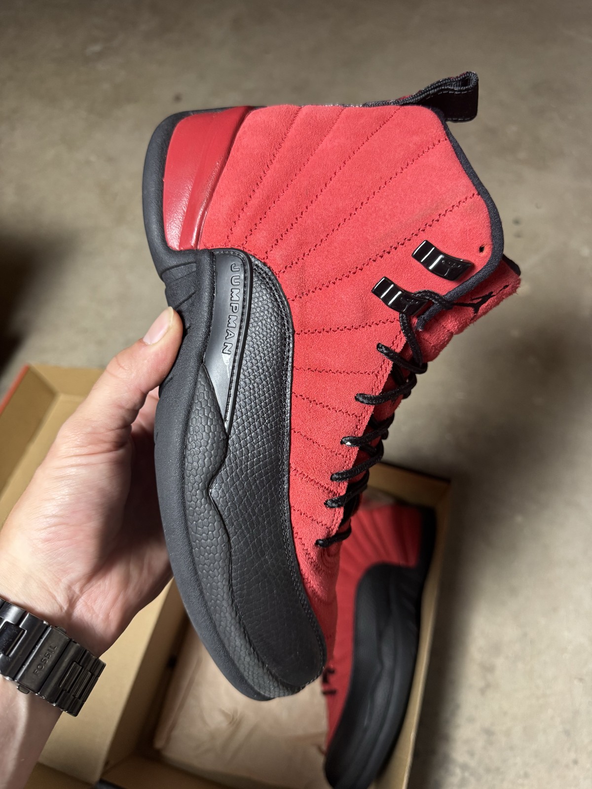 Size 8M/9.5W – Jordan 12 Retro Reverse Flu Game CT8013-602 Pre-Owned