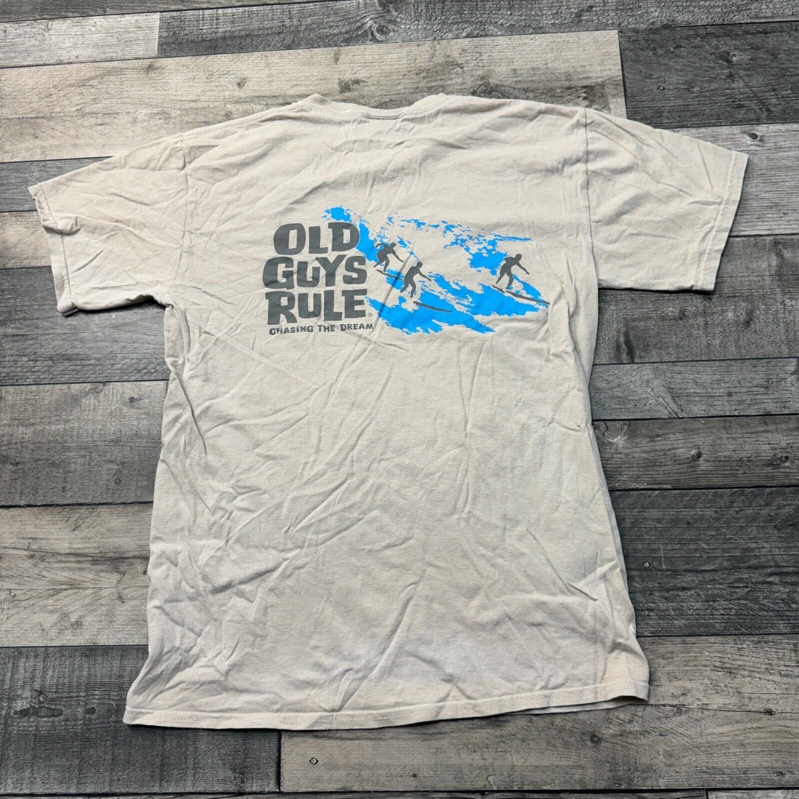 Old Guys Rule T-Shirt Chasing The Dream Graphic Print Brown Mens Medium