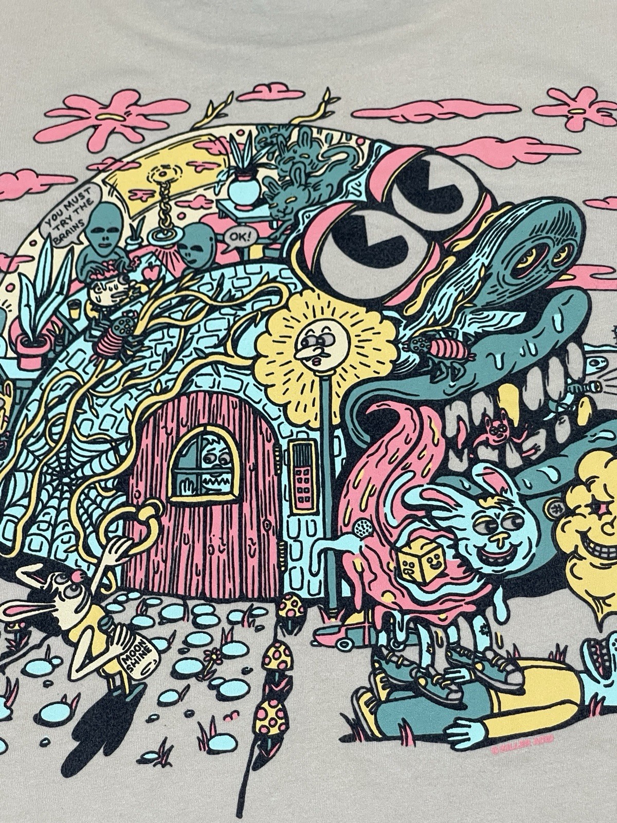 Killer Acid Limited Edition SMALL Light Beige Shirt Try The Brains Moon Shine
