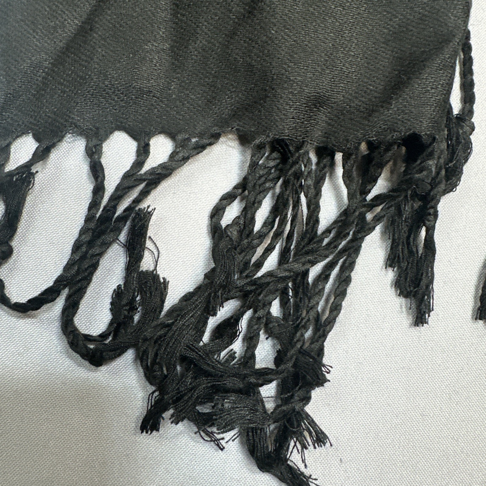 Pashmina 100% Cashmere Head Scarf Shawl Black Soft Fringe 26×66