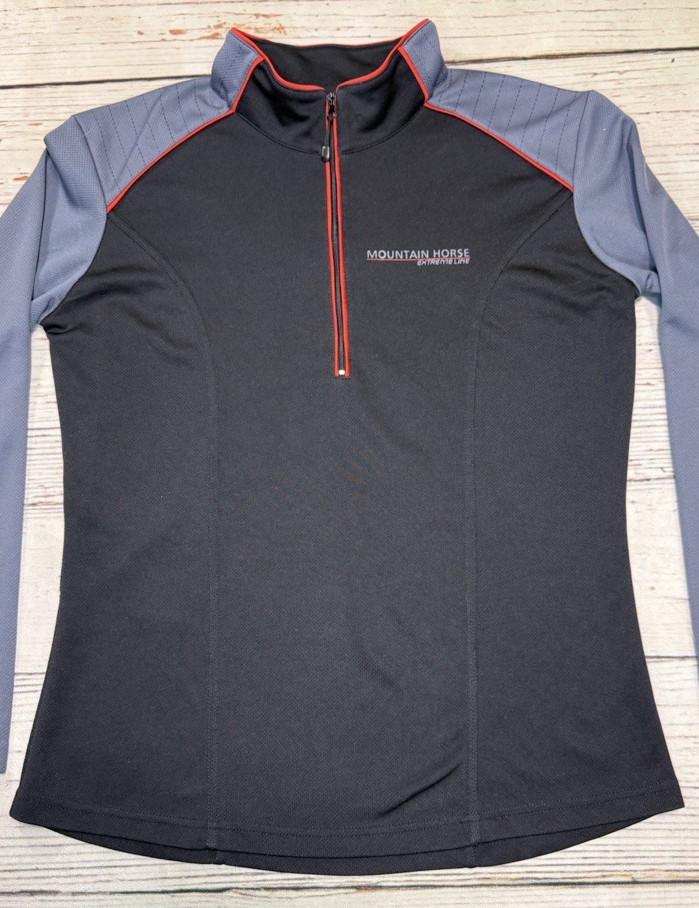 Mountain Horse 1/4 Zip Performance Pullover Women’s Sz M Extreme Line Black/Gray