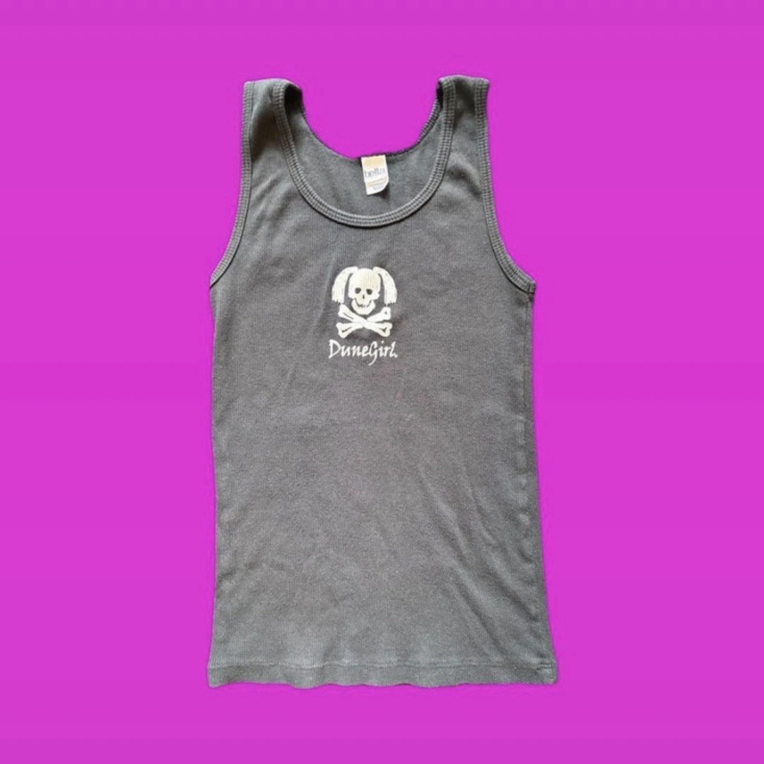 Vintage Y2K Bella Women’s Skull Graphic Tank Top M Cotton Scoop Neck Sleeveless