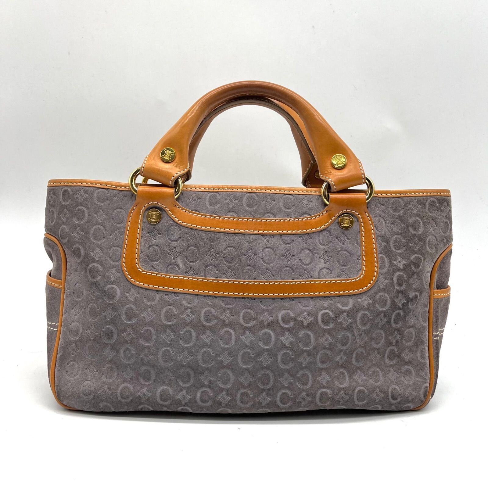 CELINE Boogie Bag C Macadam Suede Leather Gray Vintage Authentic From Japan