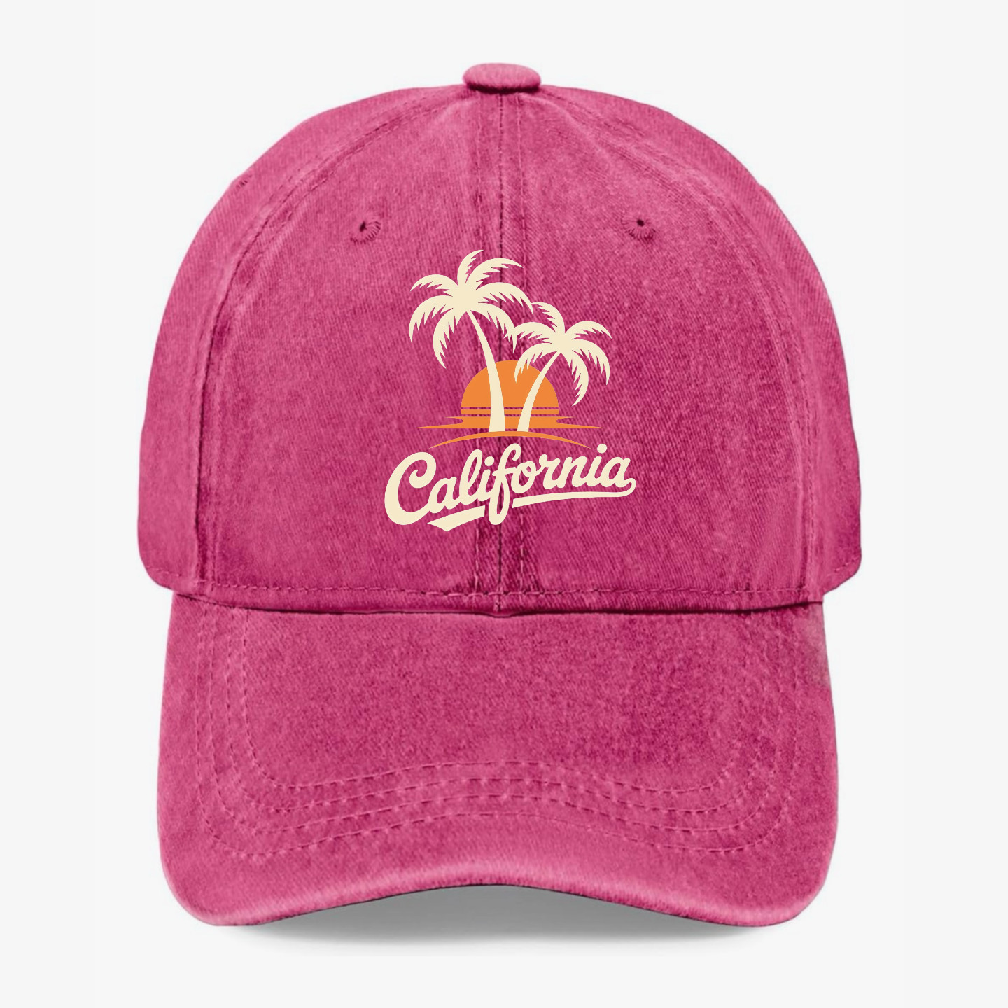 California Hat Palm Tree Sunset Vintage Baseball Cap Summer Beach Hat Adjustable