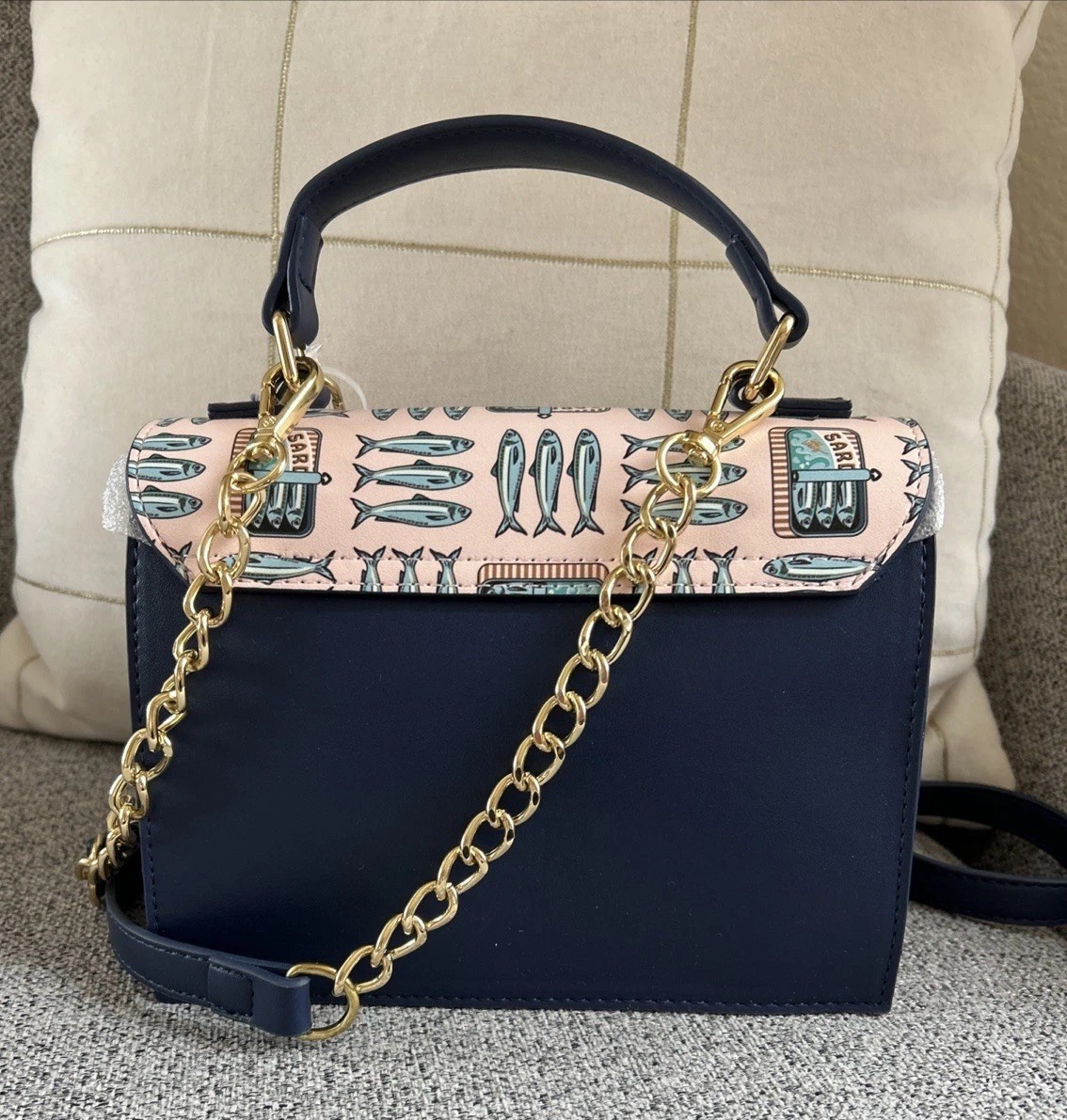 New! Betsey Johnson Sardines Crossbody Bag Purse Fish XOMYLO2 Blue Multi