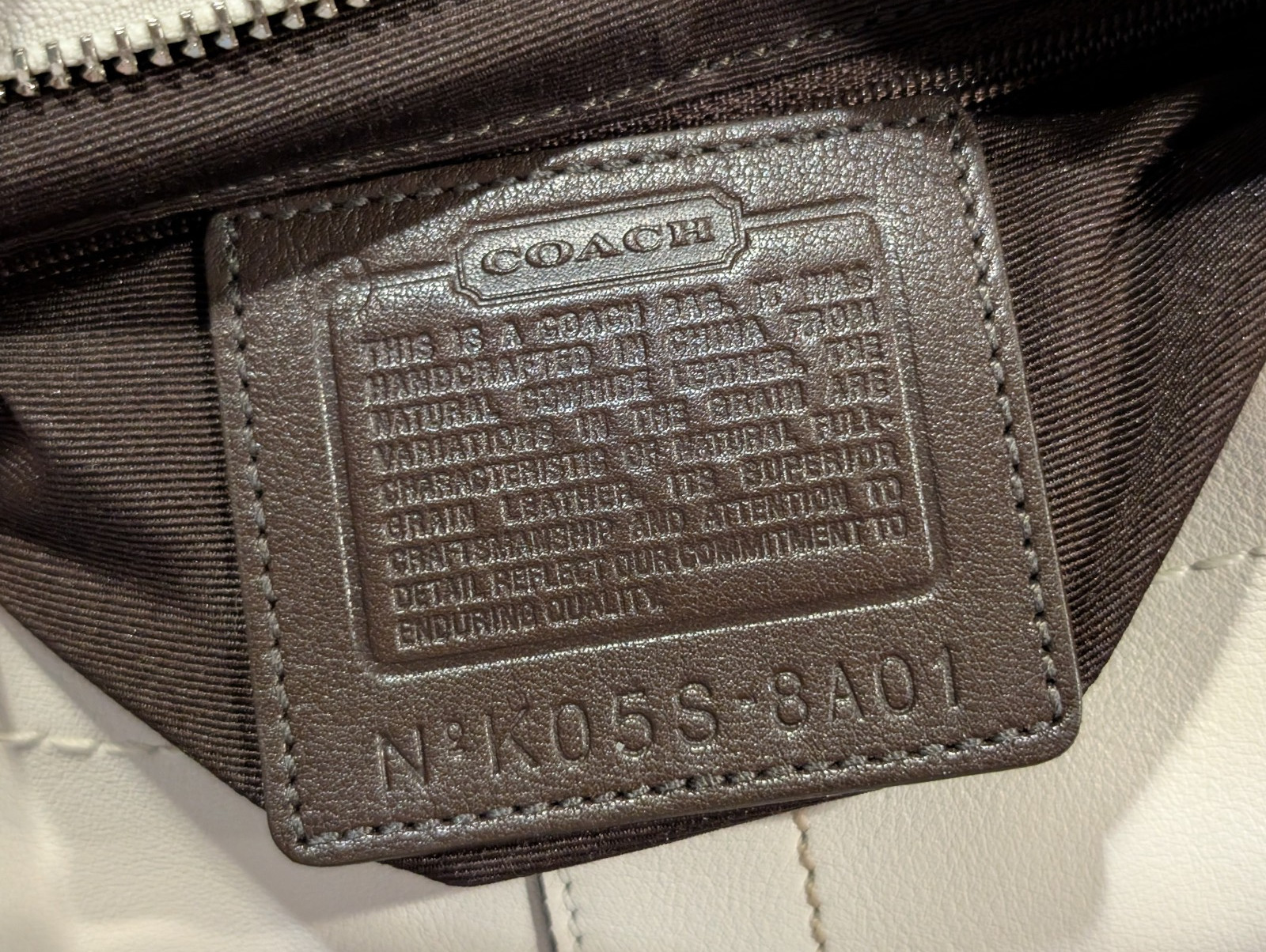 Vintage Coach Soho Hobo Bag 8A01 Ivory White Leather Brown Strap + Wallet