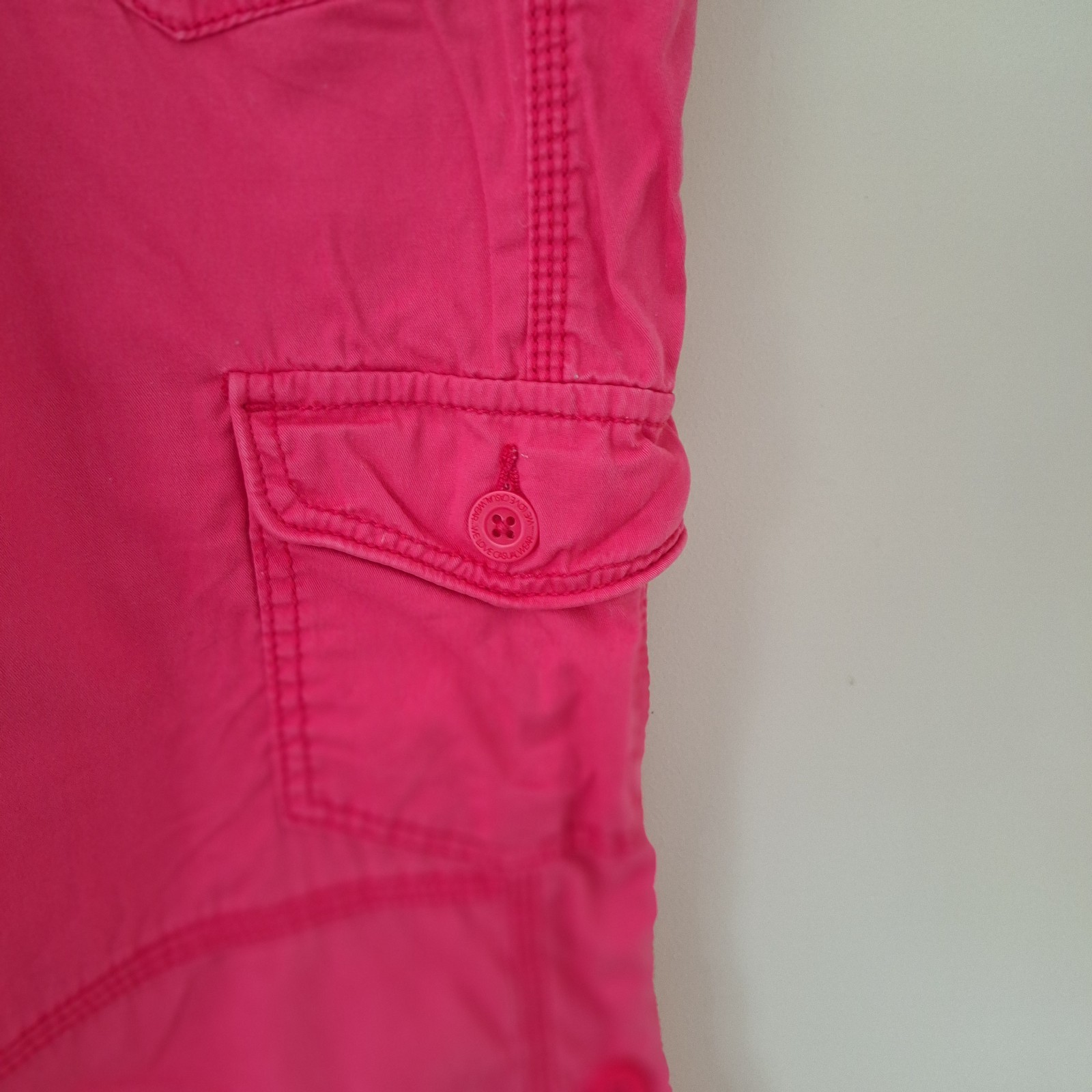 M&S Cargo Combat Trousers Cropped Adjustable Length UK22 Hot Pink 100% Cotton