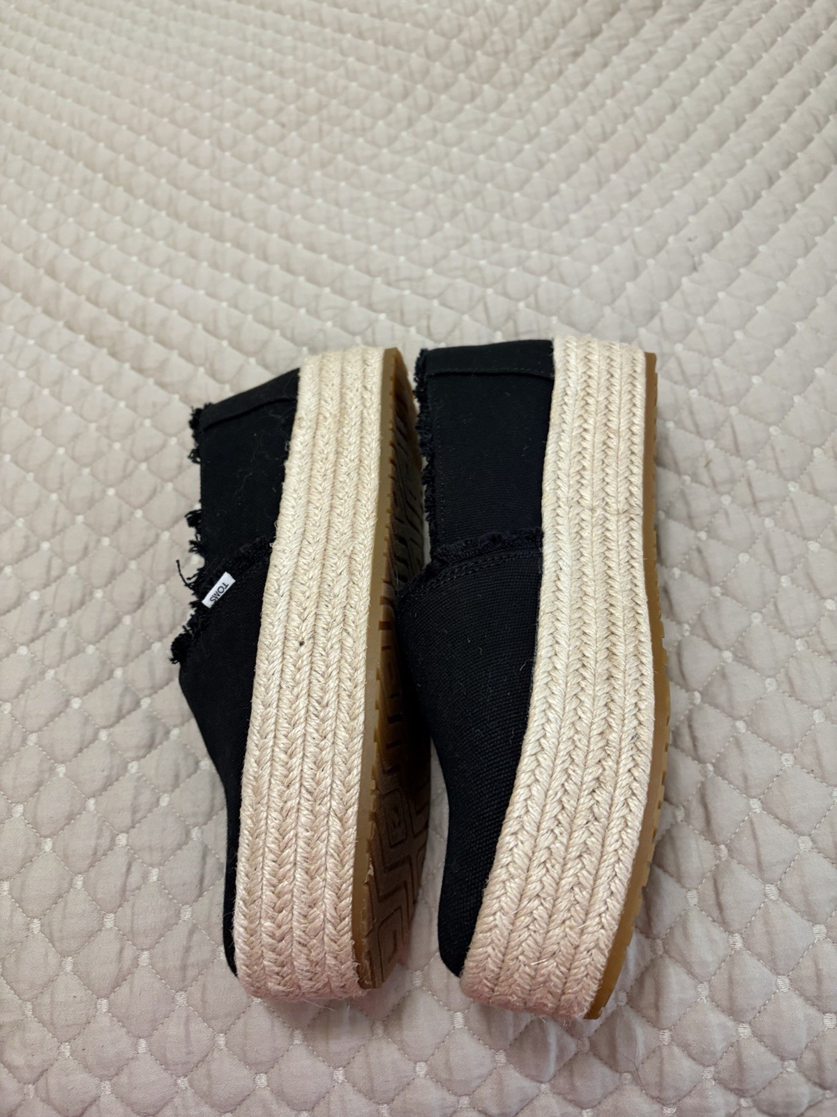 TOMS Women’s Valencia Platform Espadrille Slip-On Black 7.5M