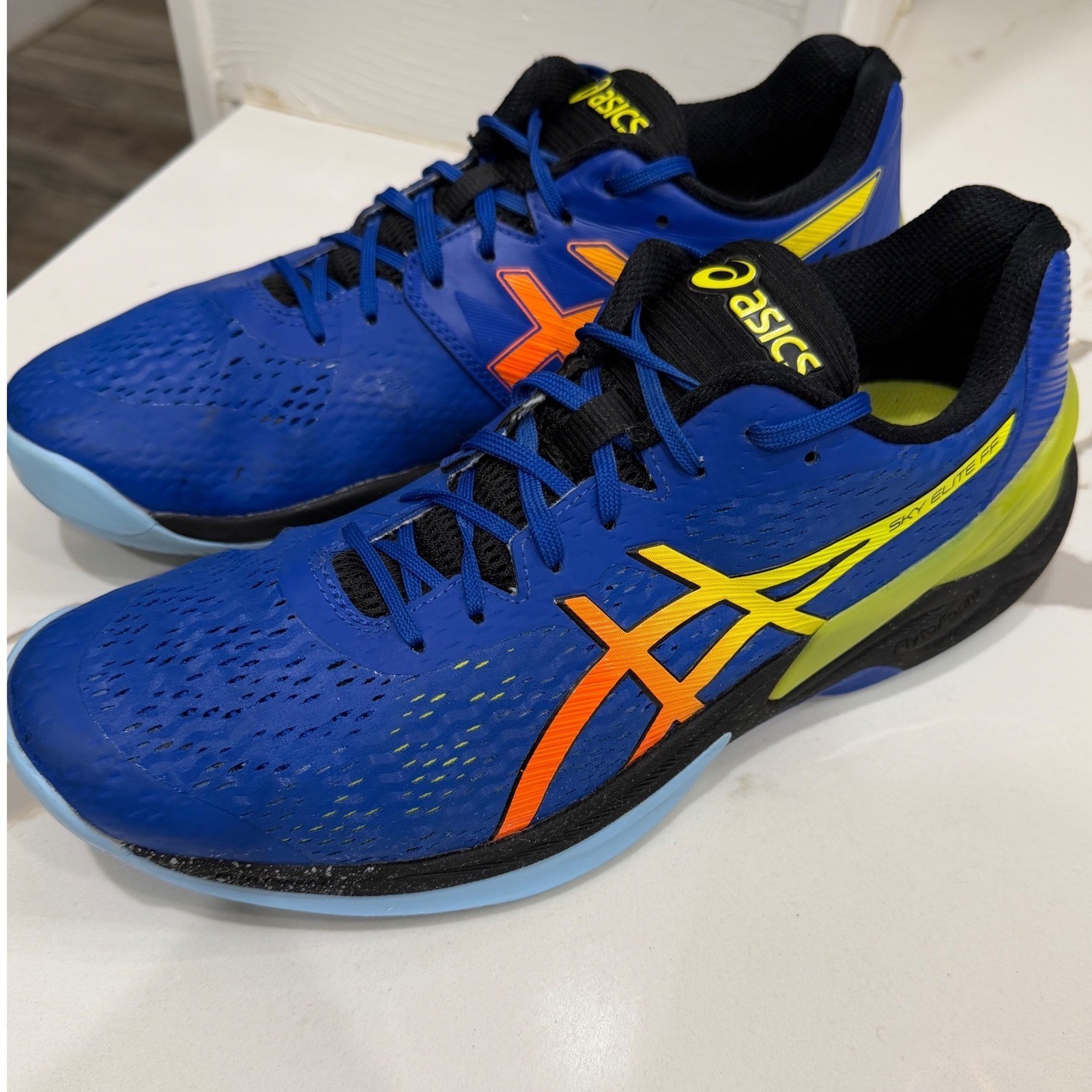 ASICS Sky Elite FF Volleyball Shoes Blue Orange Men’s Size 10 EU 44 Indoor Court