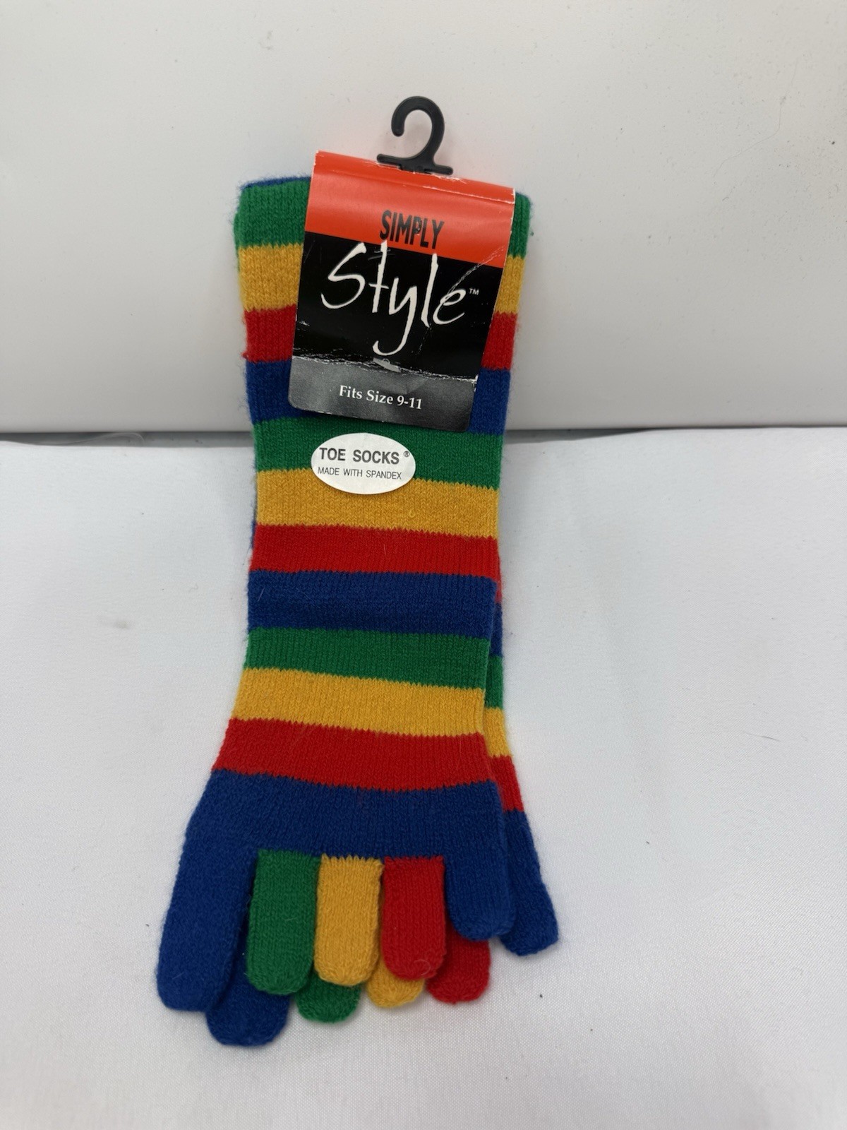 VTG 90s Retro Y2K Individual Toe Socks Rainbow Striped Novelty Funky NWT
