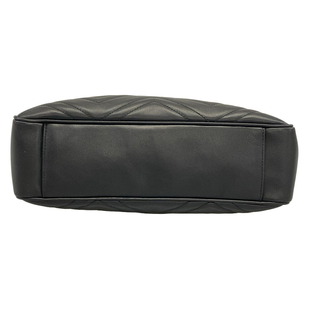 GUCCI GG Marmont 443501 Black Leather Chain Shoulder Bag Dust Bag Auth